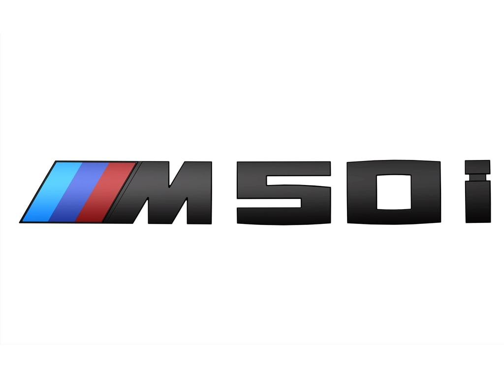 Эмблема M50i чёрная глянцевая для BMW X6 G06, оригинал — фото 1
