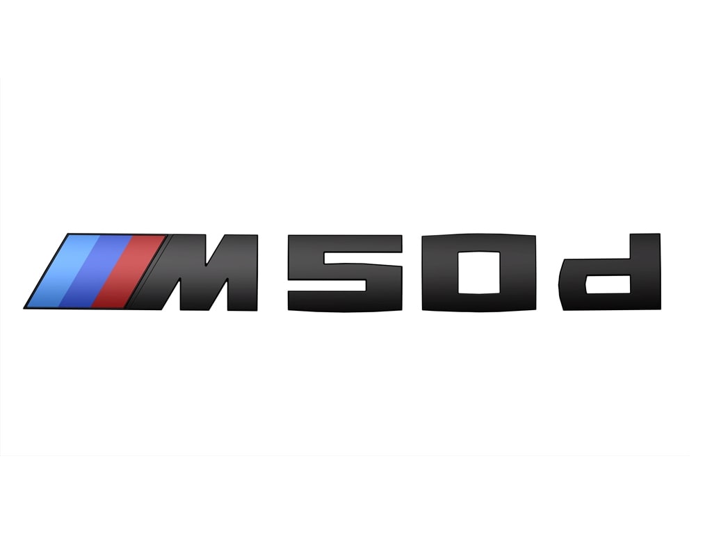 Эмблема M550d чёрная глянцевая для BMW X7 G07, оригинал — фото 1