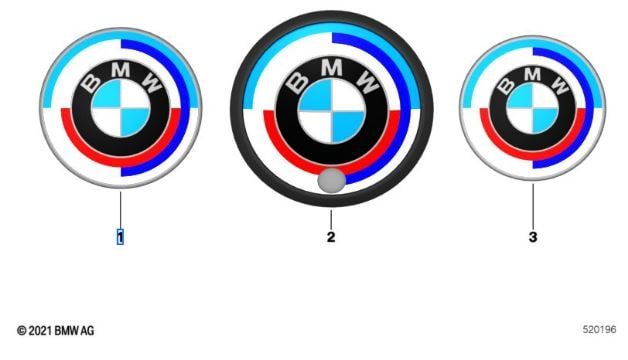 Эмблема 50 лет M для капота BMW M2 G87, M3 G80/G81 и M4 G82/G83, 74 мм, оригинал — фото 2