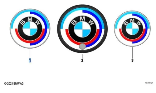 Эмблема 50 лет M для капота BMW M2 G87, M3 G80/G81 и M4 G82/G83, 74 мм, оригинал — фото 2