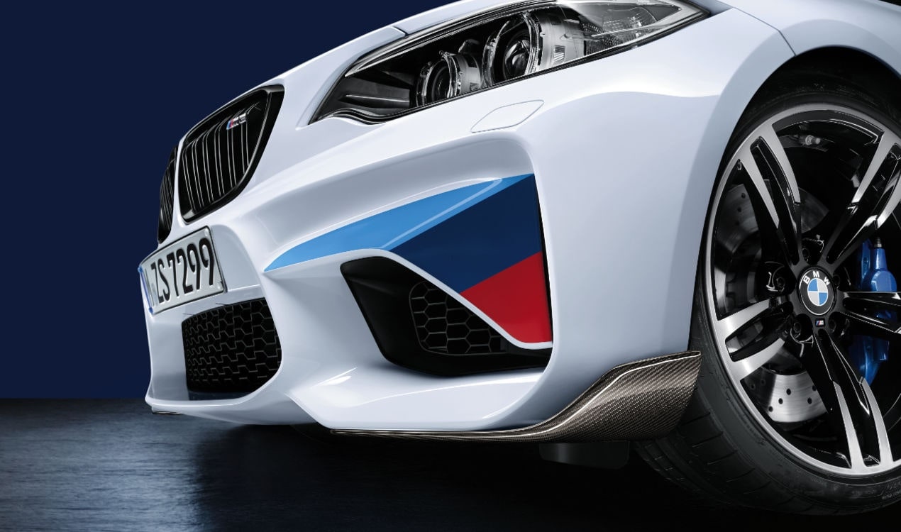 Накладка переднего бампера M Performance карбоновая, правая, для BMW M2 F87, оригинал — фото 1