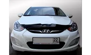 Дефлектор капота темный HYUNDAI SOLARIS 2010-2014 (короткий), NLD.SHYSOL1012S / Хендай Солярис — фото 1