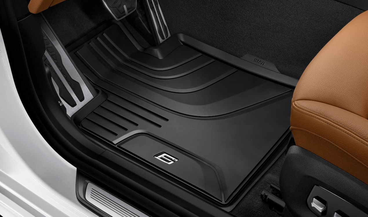 Коврики салона всепогодные передние для BMW 6-й серии G32, черный, оригинал — фото 1