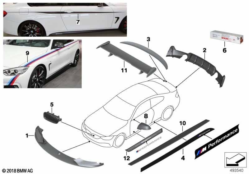 Накладка порога салона M Performance с карбоновой вставкой, правая, для BMW 4-серии F32 и M4 F82, оригинал — фото 2
