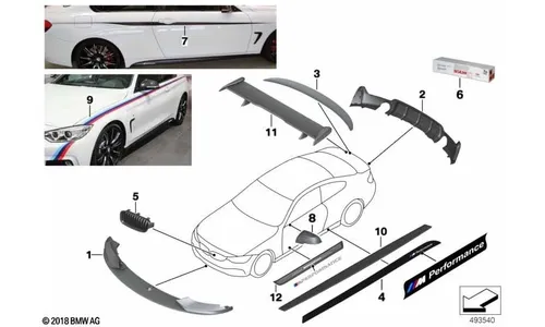 Накладка порога салона M Performance с карбоновой вставкой, правая, для BMW 4-серии F32 и M4 F82, оригинал — фото 2