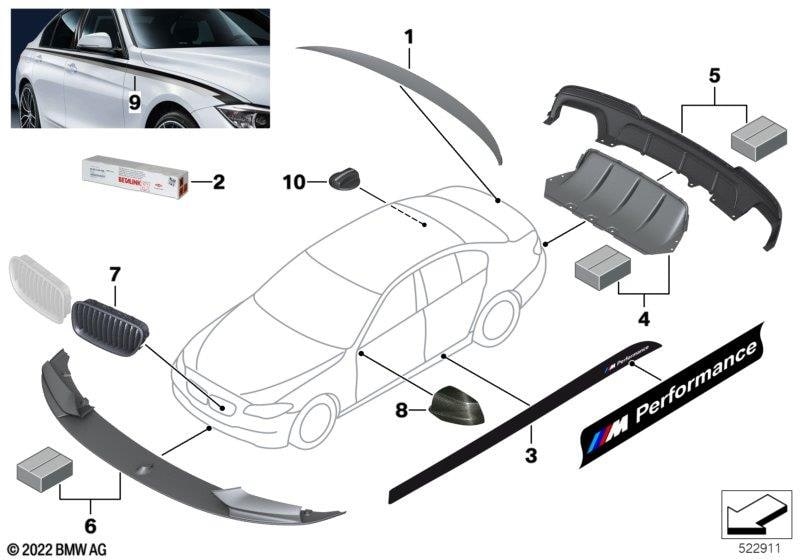 Решётка радиатора M Performance левая для BMW 5-серии F10/F11, оригинал — фото 3