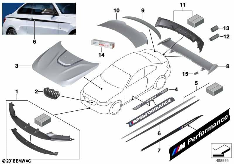 Решётка радиатора M Performance правая для BMW 2-серии F23/F22, оригинал — фото 3