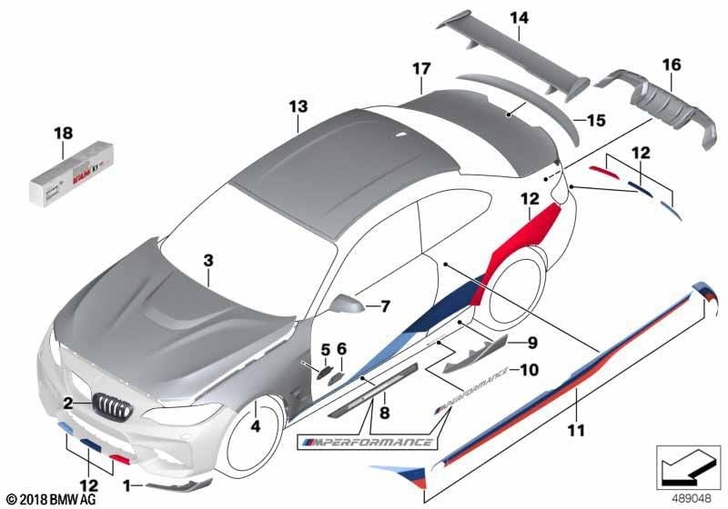 Решётка радиатора M Performance правая для BMW M2 F87, оригинал — фото 3