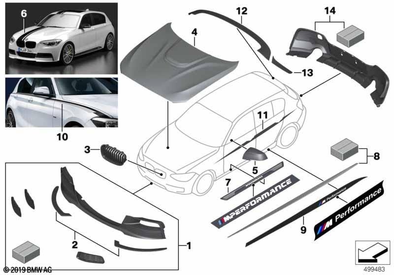 Решётка радиатора M Performance левая, чёрная глянцевая, для BMW 1-й серии F20/F21 LCI, оригинал — фото 2