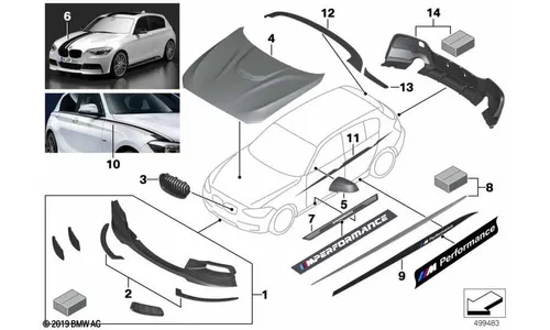 Решётка радиатора M Performance левая, чёрная глянцевая, для BMW 1-й серии F20/F21 LCI, оригинал — фото 2