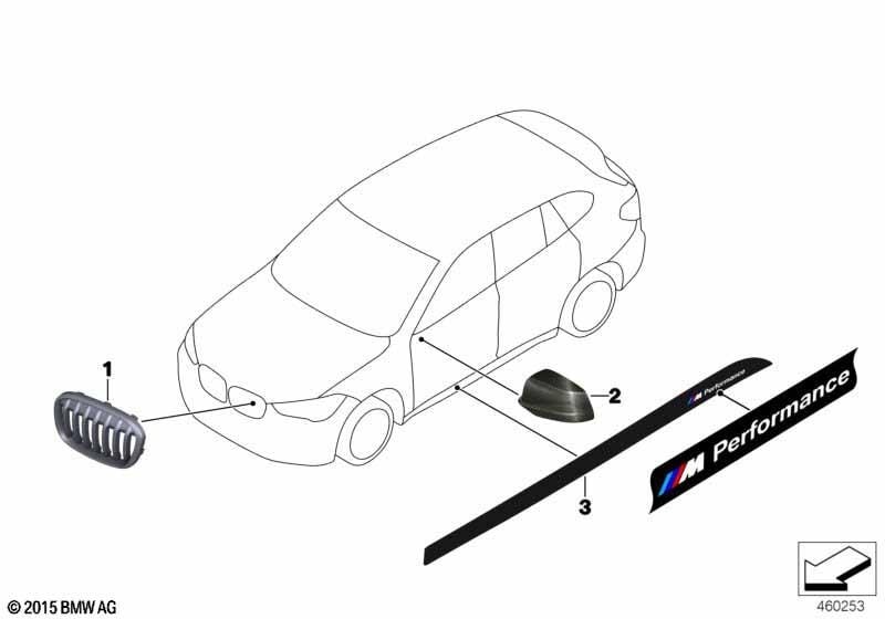 Решётка радиатора M Performance правая для BMW X1 F48, оригинал — фото 2