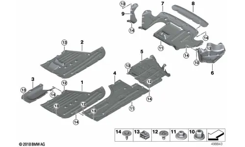 Панель защиты днища задняя левая для BMW 3-серии G20/G21/G28, M3 G80/G81, 4-серии G22/G23/G26 и M4 G82/G83, оригинал — фото 1