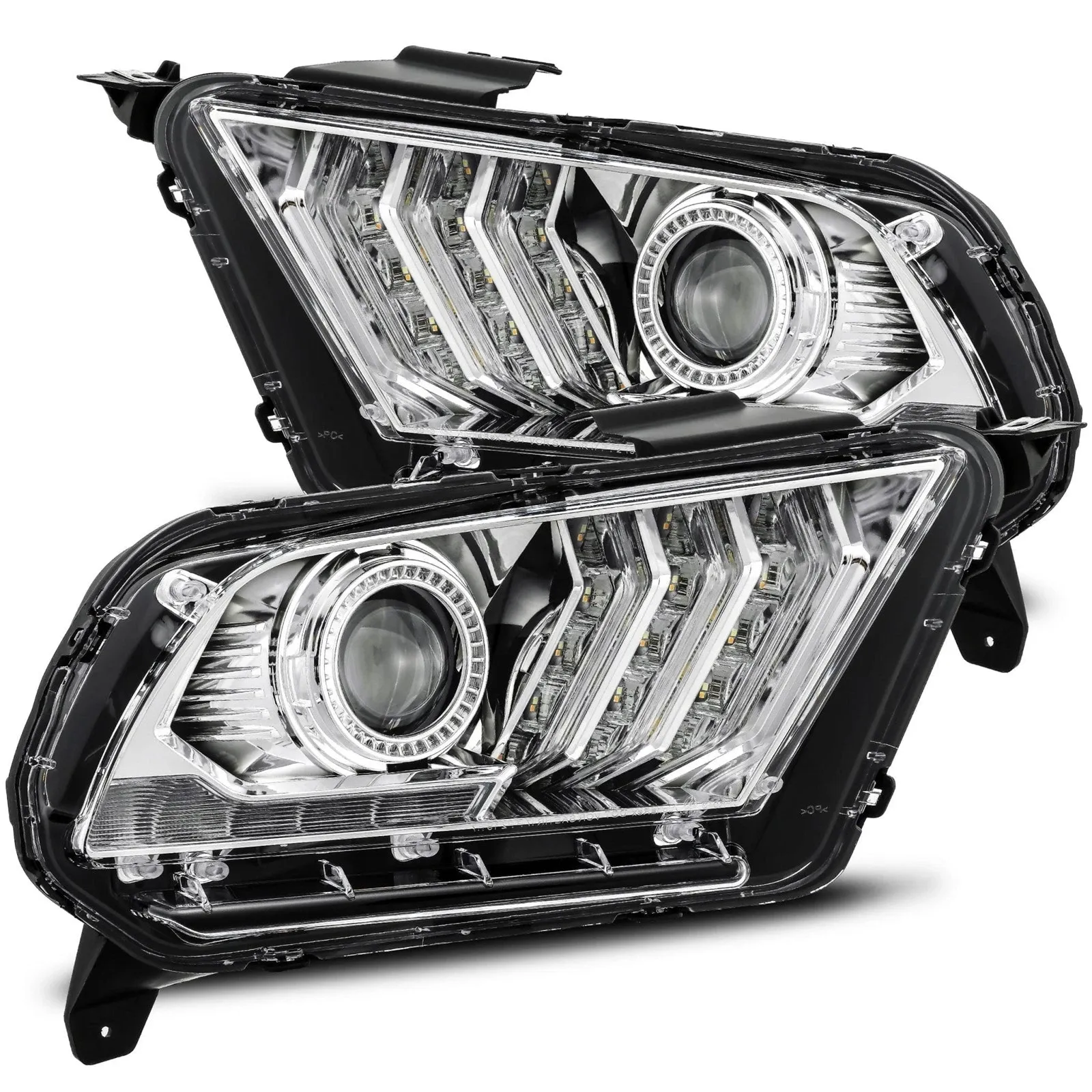 Фары проекторные светодиодные Chrome LUXX для Ford Mustang V6 & GT 2010–2012, AlphaRex — фото 2