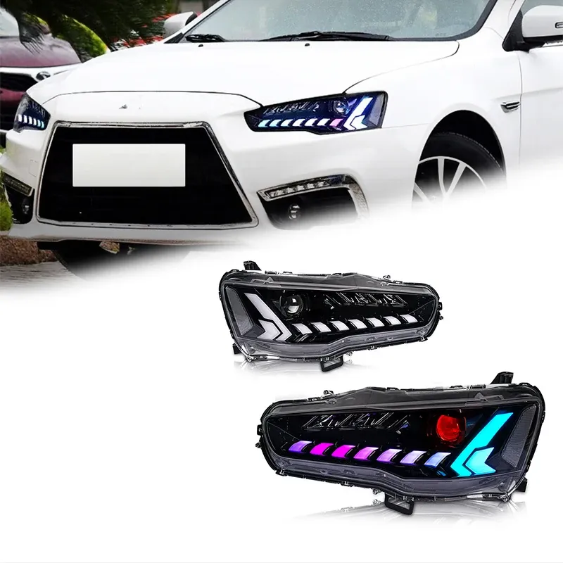 Фары передние LED с ходовыми огнями RGB для Mitsubishi Lancer (2008-2018), комплект, FT Carlight — фото 1