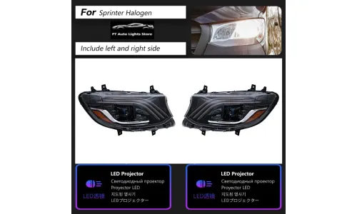 Фары передние LED с ходовыми огнями для Mercedes Sprinter (2018-2023), комплект, комплект, FT Carlight Carlight — фото 1