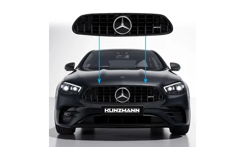 Решетка радиатора Panamericana E 53 AMG Mercedes-Benz E-Класс W213/S213/C238/A238 рестайлинг, темный хром, без Distronic — фото 1