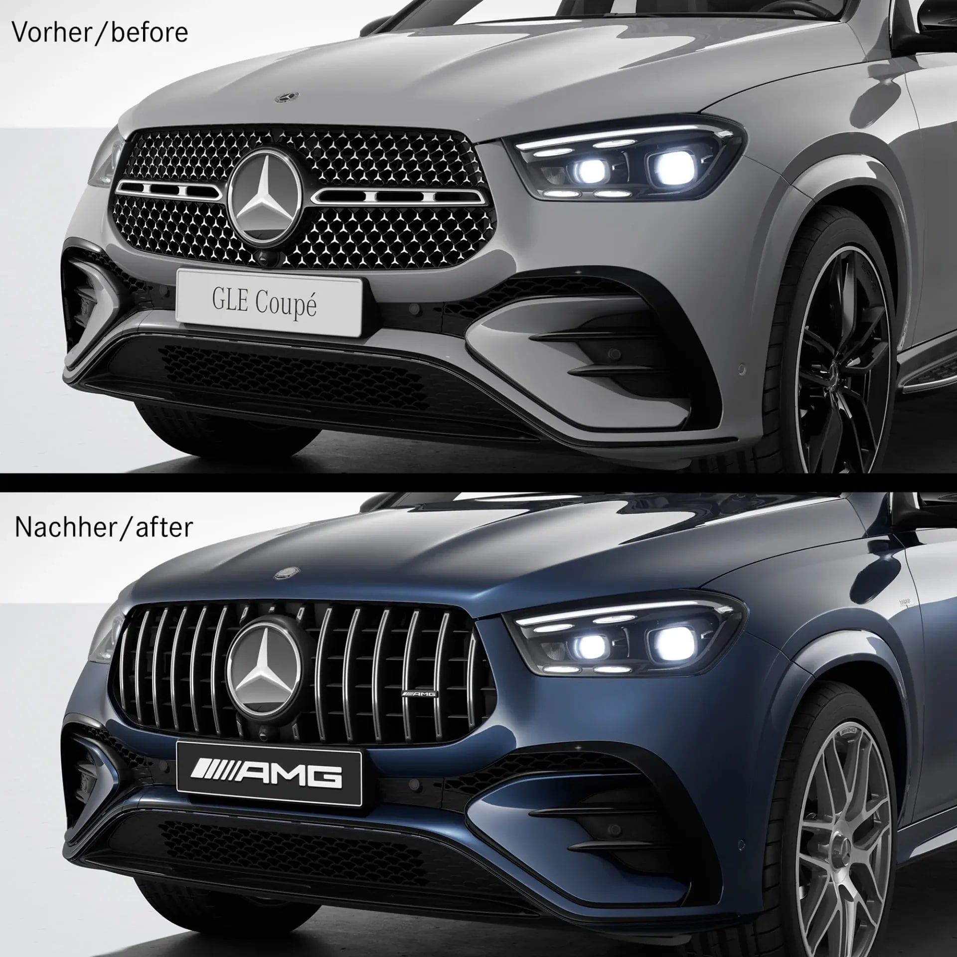 Комплект решетки Panamericana GLE 53 AMG Mercedes-Benz GLE Coupe C167 рестайлинг с Distronic 233 — фото 4