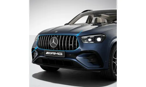 Комплект решетки Panamericana GLE 53 AMG Mercedes-Benz GLE V167 рестайлинг, хромированные ламели, Distronic 233 — фото 1