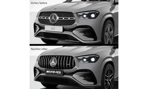 Комплект решетки Panamericana GLE 53 AMG Mercedes-Benz GLE V167 рестайлинг, хромированные ламели, Distronic 239/258 — фото 5