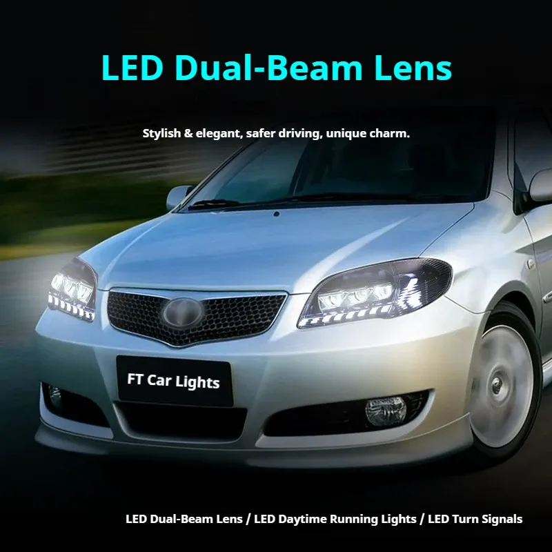 Фары передние LED с ходовыми огнями для Toyota Vios (2005-2007), комплект, комплект, FT Carlight Carlight — фото 4