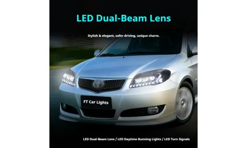 Фары передние LED с ходовыми огнями для Toyota Vios (2005-2007), комплект, комплект, FT Carlight Carlight — фото 4