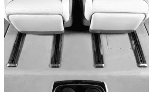 Накладки на полозья сидений Kia Carnival 2021-, черный, нержавейка — фото 1