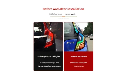 Задние LED-фонари RGB динамический поворотник для Honda Fit Jazz GK5 (2014-2020), комплект, комплект, FT Carlight Carlight — фото 6