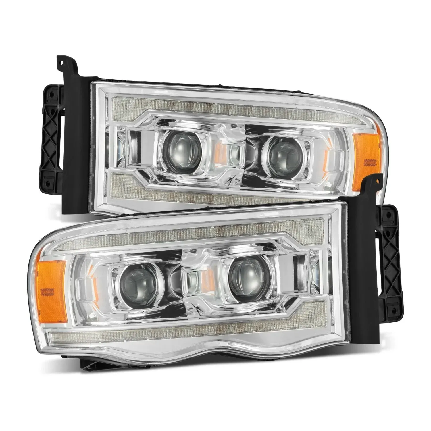 Фары проекторные LUXX Chrome для Dodge Ram 1500 2002–2005, AlphaRex — фото 1