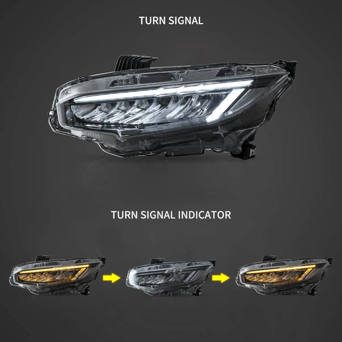 Фары VLAND LED отражатели хромированный корпус для Honda Civic 10 (2016-2021) — фото 4