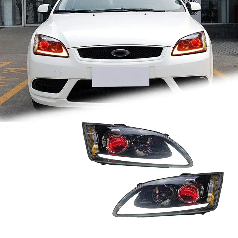 Фары передние LED с ходовыми огнями для Ford Focus (2005-2008), комплект, комплект, FT Carlight Carlight — фото 1