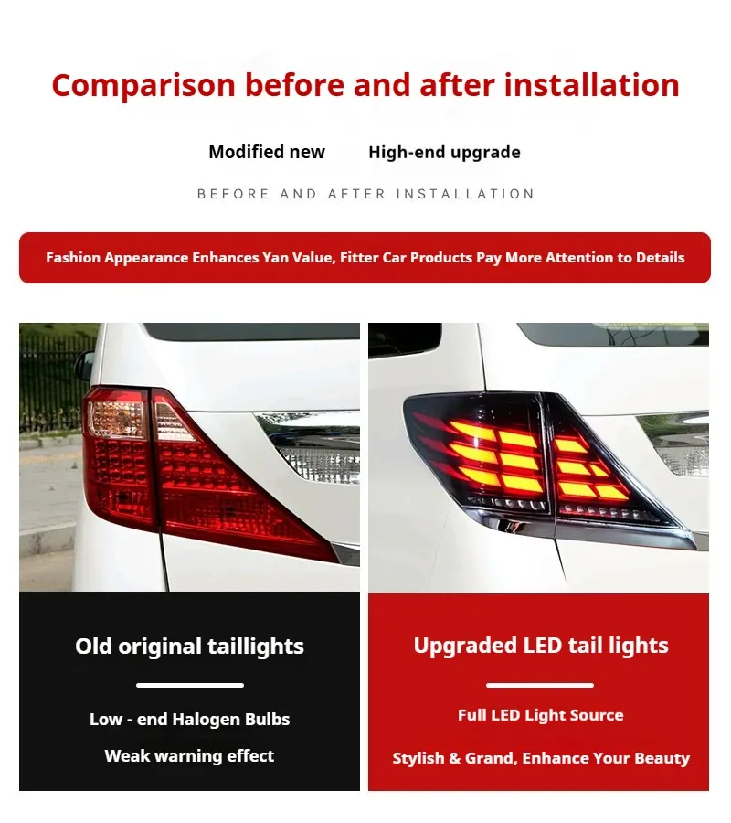 Задние LED-фонари динамический сигнал поворота для Toyota Alphard (2007-2013), комплект, комплект, FT Carlight Carlight — фото 7