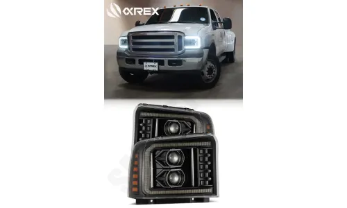 Фары проекторные Alpha-Black LUXX для Ford F-250/350/450 2005–2007, AlphaRex — фото 1