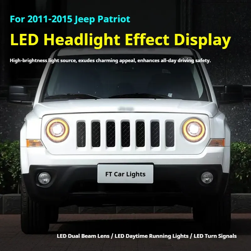 Фары передние LED с ходовыми огнями для Jeep Patriot (2011-2015), комплект, комплект, FT Carlight Carlight — фото 5