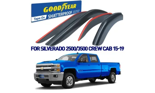 Дефлекторы боковых окон 2015-2019 Chevy Silverado 2500/3500 Crew Cab, накладные, GoodYear — фото 1