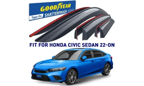 Дефлекторы боковых окон 2022-2024 Honda Civic, накладные, GoodYear — фото 1