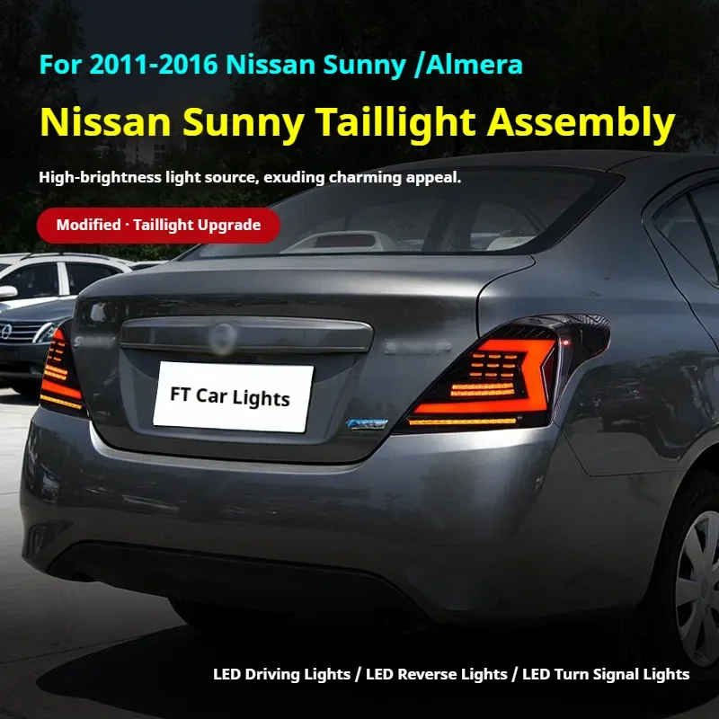 Задние LED-фонари динамический поворотник для Nissan Sunny/Almera (2011-2016), комплект, комплект, FT Carlight Carlight — фото 5
