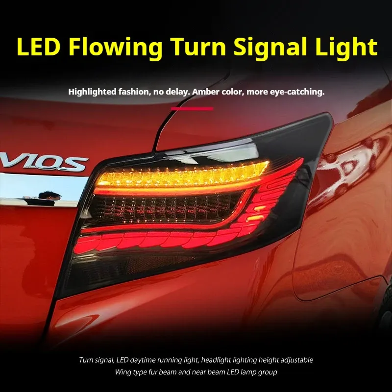Задние LED-фонари динамический поворотник для Toyota Vios (2014-2016), комплект, комплект, FT Carlight Carlight — фото 3