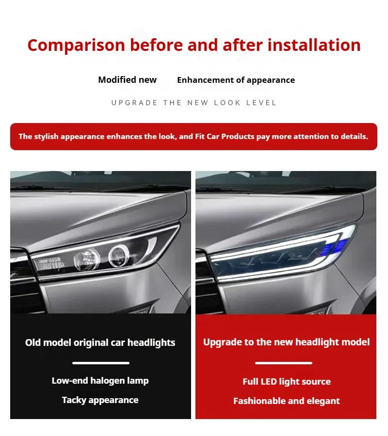 Фары передние LED с ходовыми огнями для Toyota Innova (2016-2022), комплект, комплект, FT Carlight Carlight — фото 7