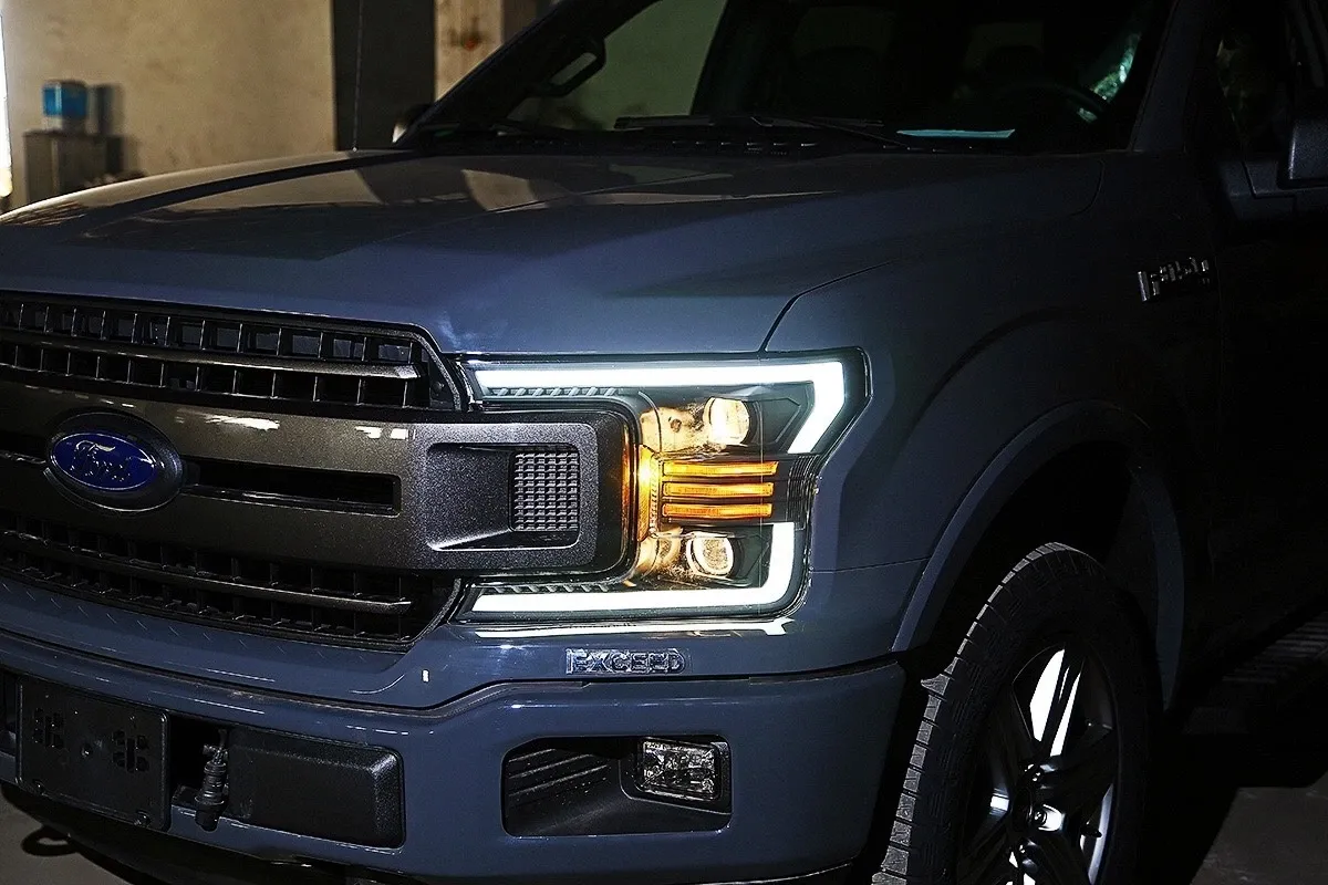 Фары проекторные галогеновые PRO Black для Ford F-150 XL/XLT 2018–2020, AlphaRex — фото 7