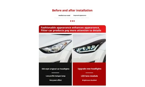 Фары передние LED с ходовыми огнями для Hyundai Elantra (2012-2016), комплект, комплект, FT Carlight Carlight — фото 7