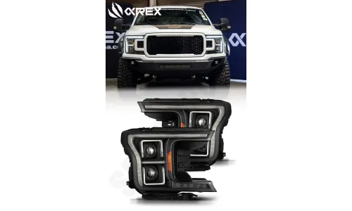 Фары проекторные Pro MK II Black для Ford F-150 XL/XLT 2018–2020, AlphaRex — фото 1