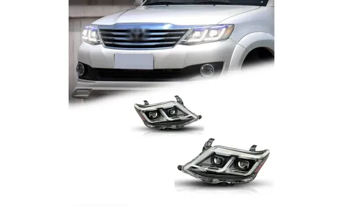 Фары передние LED с ходовыми огнями для Toyota Fortuner (2011-2015), комплект, комплект, FT Carlight Carlight — фото 1