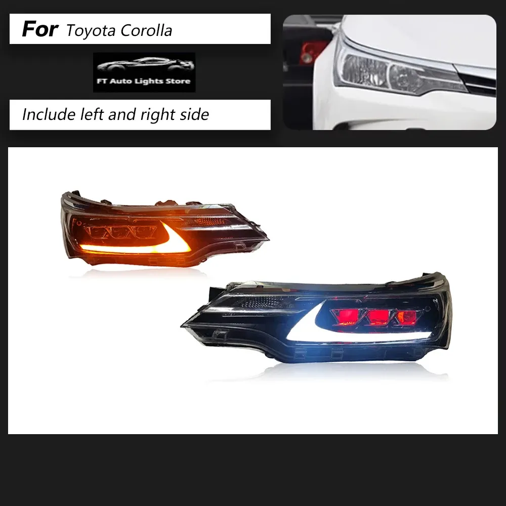Фары передние LED с ходовыми огнями для Toyota Corolla (2014-2018), комплект, комплект, FT Carlight Carlight — фото 1