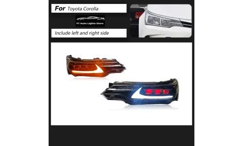 Фары передние LED с ходовыми огнями для Toyota Corolla (2014-2018), комплект, комплект, FT Carlight Carlight — фото 1