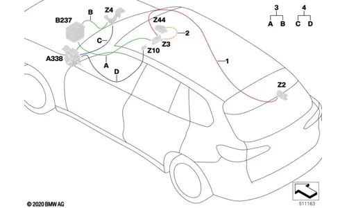 Плюсовой кабель B+ с аварийной клеммой SBK для BMW iX3 G08, оригинал — фото 1