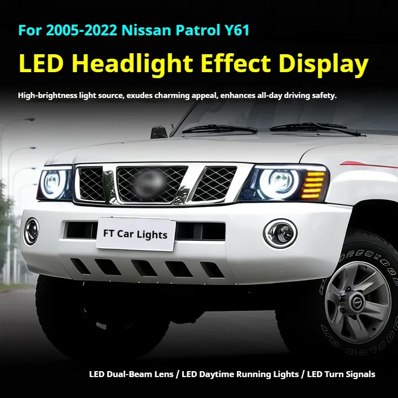 Фары передние LED с ходовыми огнями для Nissan Patrol Y61 (2005-2022), комплект, комплект, FT Carlight Carlight — фото 5