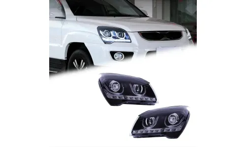 Фары передние LED с ходовыми огнями для Kia Sportage (2006-2012), комплект, комплект, FT Carlight Carlight — фото 1