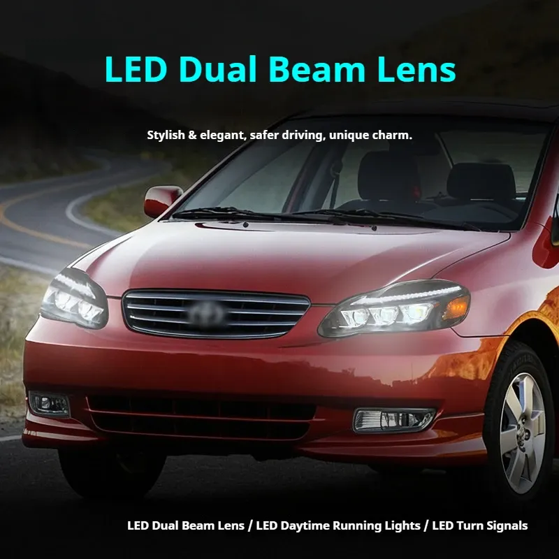 Фары передние LED с ходовыми огнями для Toyota Corolla (2003-2008, США), комплект, комплект, FT Carlight Carlight — фото 4