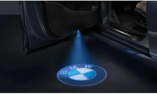 Комплект дверных LED-проекторов 50 мм с логотипами BMW и M, 2 шт., оригинал — фото 1