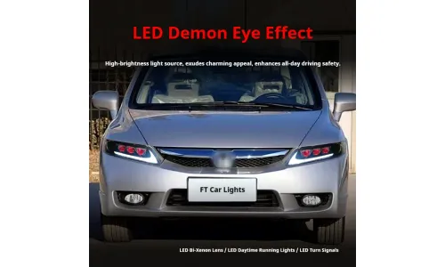 Фары передние LED с ходовыми огнями для Honda Civic 8 (2006-2011), комплект, FT Carlight — фото 5